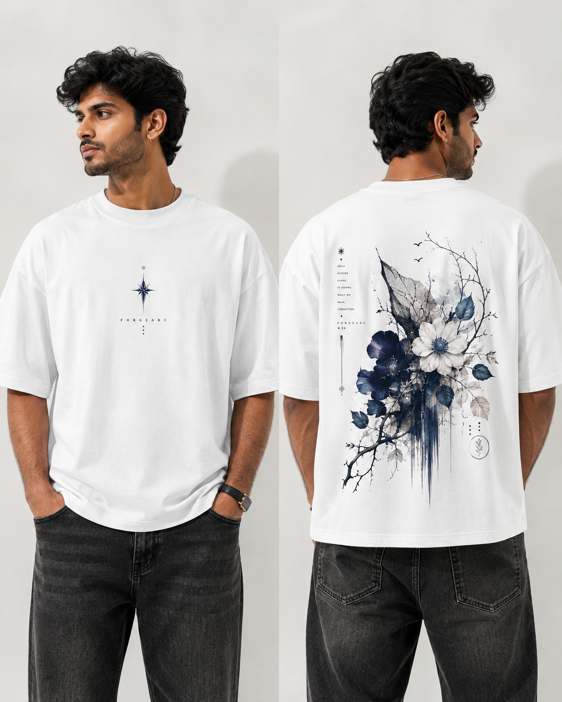 Midnight Bloom Graphic Oversized T-Shirt