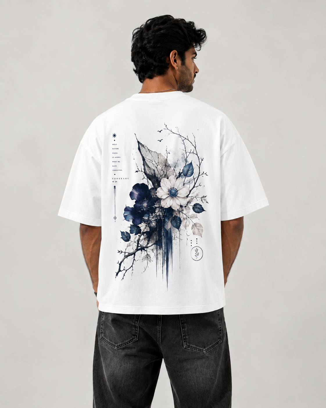 Midnight Bloom Graphic Oversized T-Shirt